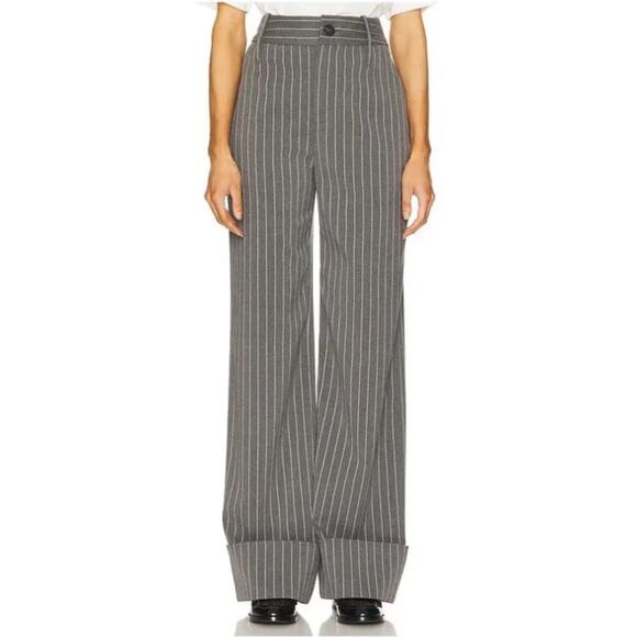 NOT FOR SALE Helsa Pinstripe Cuffed Trousers Pants •• Grey $298 Reformation Fr - Picture 1 of 16